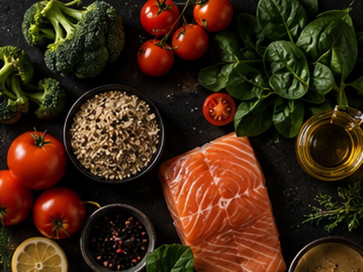 Ingrediente proaspete KF-FIT: somon, legume, quinoa și ulei de măsline