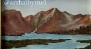 Oil painting of a valley with low water
